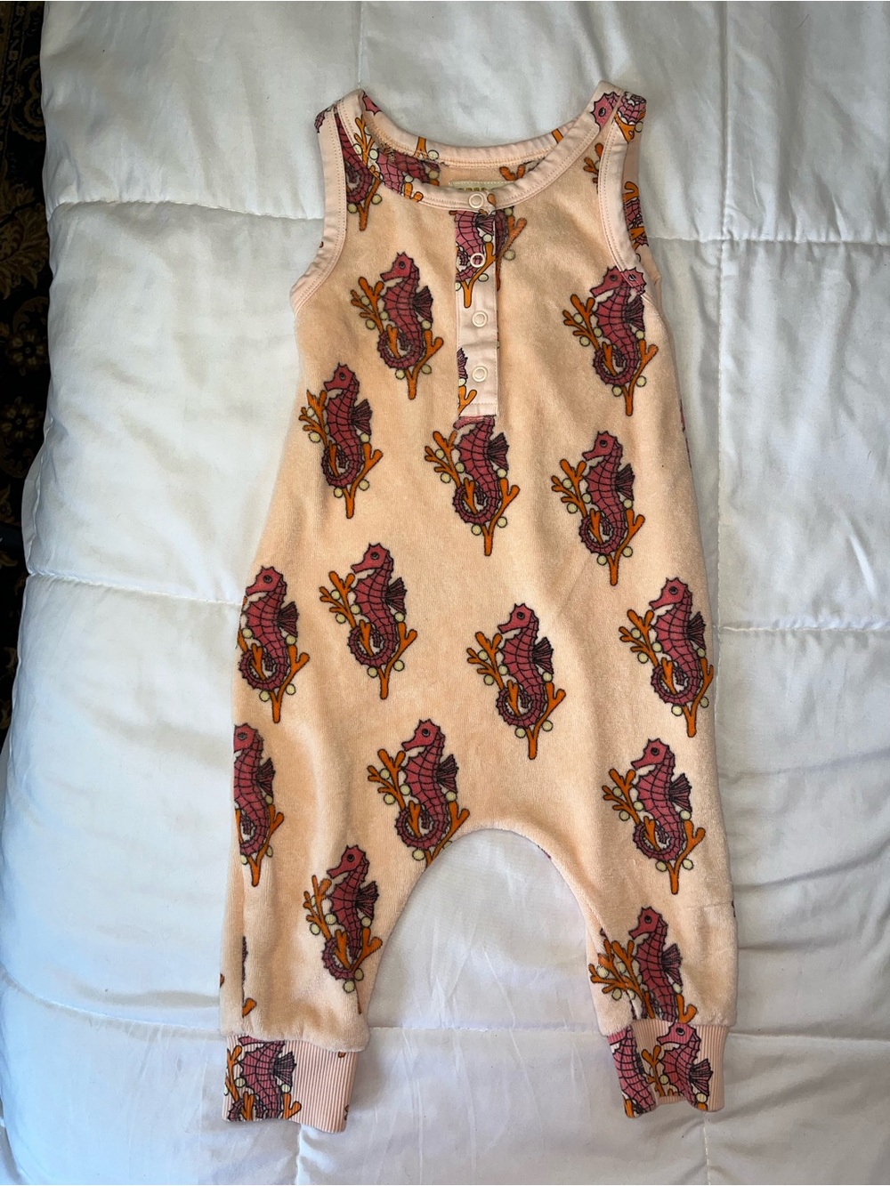 HUGO Peach Seahorse Print Sleeveless Romper
